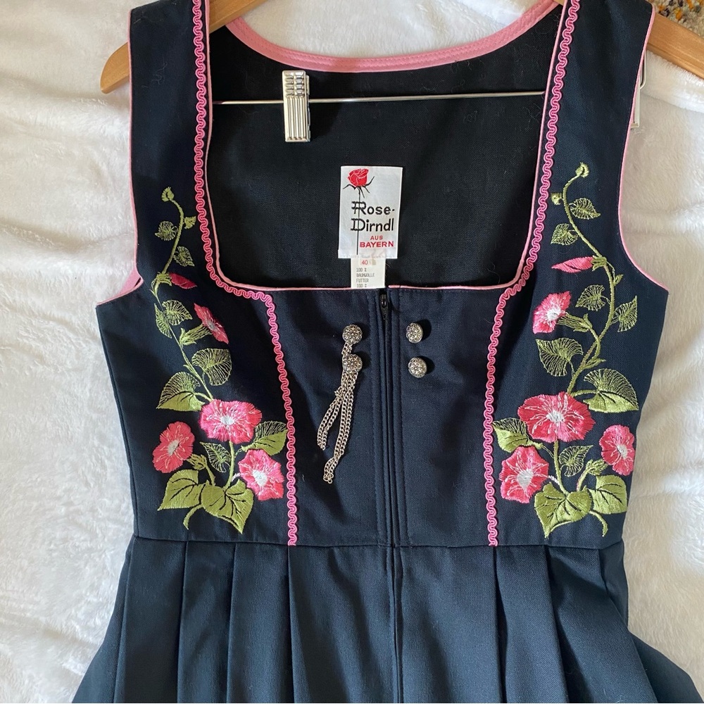VTG Rose Dirndl Womens Sz 40 German Folk Dress Oktoberfest Embroidered Floral - Picture 4 of 15